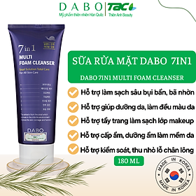 Sữa rửa mặt cao cấp 7in 1 dưỡng trắng DABO Multi Foam Cleanser 180ml