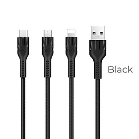 Mua Cáp sạc 3 đầu HOCO U31  Dành cho điện thoại iPhone iP Huawei Samsung Oppo Realme - Hàng chính hãng