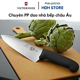 Dao Bếp Chuyên Thái VICTORINOX Fibrox Thép Không Gỉ Bản Rộng Lưỡi Dài 20cm Nhựa TPE Cao Cấp - Sản Xuất Tại Victorinox Thụy Sỹ