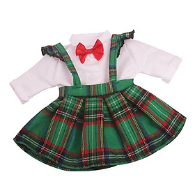 For 18in American Doll Plaid Skirt Shirt Suit Doll Costume Outfit Soft Blue