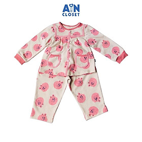 Bộ quần áo dài bé gái họa tiết Gấu bông hồng thun da cá - AICDBGYF4LIV - AIN Closet