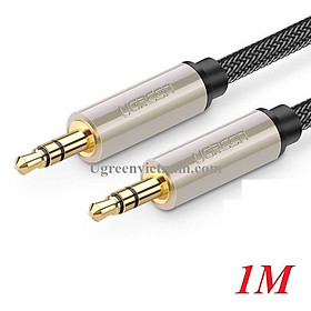 Ugreen 10602 1M màu xám đen cáp 3.5mm Pro audio đầu kim loại dây dù bọc chống nhiễu AV125 - Hàng chính hãng