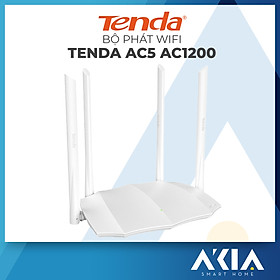 Bộ Phát Wifi Chuẩn AC1200 Tenda AC5 Màu Trắng Tặng Cáp Mạng Dây Đồng 8 Sợi Dài 2 mét - Hàng Chính Hãng