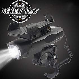 Đèn Còi Xe Đạp HJ068 | Còi 120 dB, Led Siêu Sáng, Giá để điện thoại kiêm Sạc dự phòng 4000 mAh