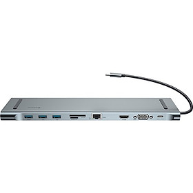 Mua HUB chuyển đổi Baseus Enjoyment Series Type-C to PD/HDMI/VGA/RJ45/SD/USB*3 Notebook HUB Adapter Gray - Hàng Chính Hãng