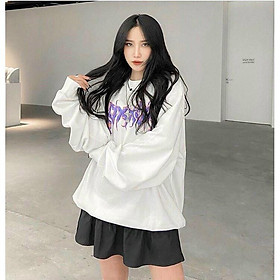 Áo khoác nỉ 123SHOP dành cho nam cho nữ và cặp đôi kiểu Sweater không mũ , form rộng unisex hình chữ có 2 màu trắng đen