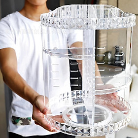 Mua Kệ đựng mỹ phẩm nhựa PS trong suốt 3 tầng tròn xoay 360 độ hoa văn kim cương
