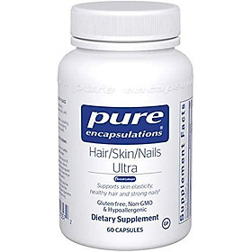 Pure Encapsulations - Hair/Skin/Nails Ultra - Hypoallergenic Supplement Supports Skin Elasticity, Hydration, Hair, and Nails - 60 Capsules