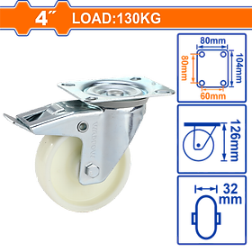 BÁNH XE ĐẨY HÀNG LOẠI XOAY CÓ KHÓA WJL5343 WADFOW - HÀNG CHÍNH HÃNG