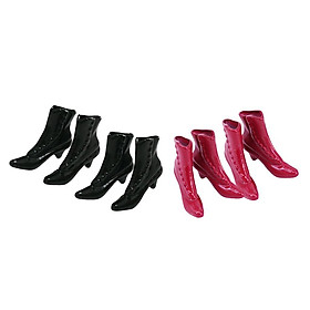 4Pairs Fashion Casual High Heels Boots for 1/12 Doll Clothes Dress Accessories