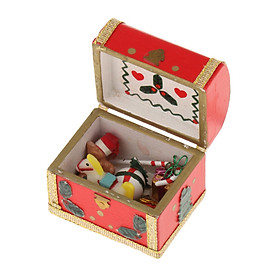 1/12 Scale Miniature Christmas Chest Mini Treasure Box Dollhouse Decoration for Micro Landscape Diorama Dollhouse Accessory