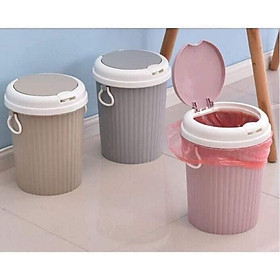 Mua Thùng rác lật đầu tròn lúa mạch 40cm có quai xách tiện dụng