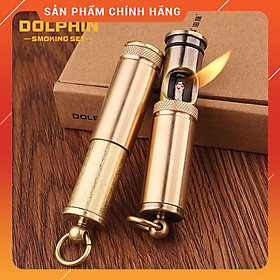 Hộp Quẹt Bật Lửa Xăng Đá Dolphin Hy-682 Có Buồng Chắn Gió Kiêm Móc Treo Chìa Khóa Nhỏ Gọn Tiện Lợi