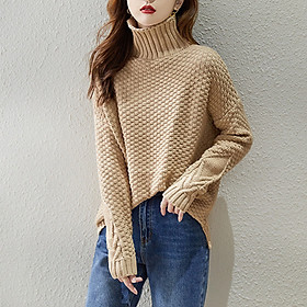 Áo len nữ cao cổ len rết to ong dày dặn, thích hợp mùa đông, thời Áo Len Nữ Cao Cổ Len Rết To Ong Dày Dặn, Thích Hợp Mùa Đông, Thời