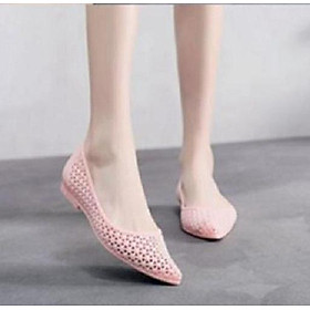 GIẦY NHỰA THƠM DẺO THỜI TRANG CAO CẤP MŨI NHỌN ĐẾ BỆT LỖ NHỎ KHÔNG NƠ ĐI MƯA NỮ GNN08