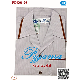 Bộ Pyjama HUONGTAM Kate tay dài nam cao cấp(PDK01N10). Chất liệu Kate loại tốt:  mềm mại, thoáng mát, không phai màu