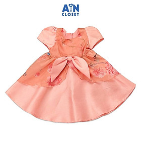 Đầm bé gái hoa tiết hoa Thu Cúc Hồng Cam Tafta - AICDBGLCKRU2 - AIN Closet