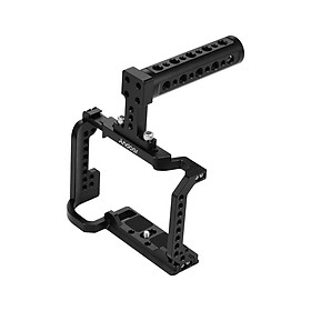 Andoer Video Camera Cage + Top Handle Kit Aluminum Alloy with Cold Shoe Mount 1/4 Inch Screw Holes Compatible with Nikon