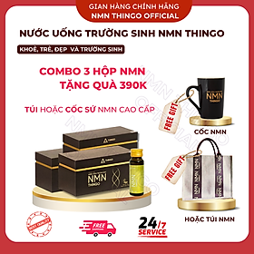 NMN Thingo - Liệu trình 1 tháng 3 hộp NMN tặng quà Túi hoặc Ly sứ cao cấp - Hàng chính hãng