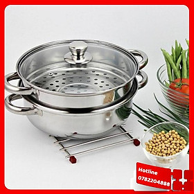 Mua Bộ Xửng Hấp Inox 28Cm - Nồi Hấp Đa Năng 2 Tầng Cao Cấp Nắp Kính - Loại Tốt