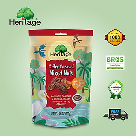 Hạt hỗn hợp ngào cà phê Heritage : Hạnh nhân, hạt điều, hồ đào nguyên liệu Mỹ ngào cà phê - Coffee caramen mixed Nuts