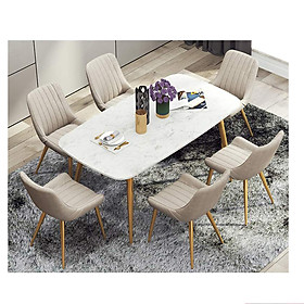 Bộ Bàn Ăn Luxury Mạ Vàng Siêu Phẩm của Năm BBDP-02 - Kích Thước 1.4m x 80cm và 6 Ghế (Màu ghế ngẫu nhiên)