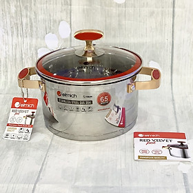 Xoong inox 304 Red Velvet 18cm - Hàng chính hãng Thương hiệu Elmich Cộng hòa Séc - Chất liệu: Inox - Bảo hành: 5 năm - - Cấu tạo 5 lớp đáy - Nồi sử dụng được trên bếp từ, bếp ga, bếp hồng ngoại...