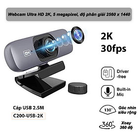 Mua Webcam UHD 2K Kèm Micro  Xoay 360 Độ  Góc nhìn siêu rộng 130°  Phù Hợp Hội Nghị - Home and Garden