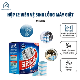 Hộp 12 Viên Tẩy Vệ Sinh Lồng Máy Giặt, Diệt Khuẩn Và Tẩy Chất Cặn Lồng Máy Giặt Hiệu Quả - Hàng Loại 1 - Chính Hãng MINIIN