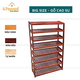 Kệ để giày dép bằng gỗ 8 tầng rộng 60cm và 80cm - Gía đựng giày dép gỗ cao su 47wood KDG8T