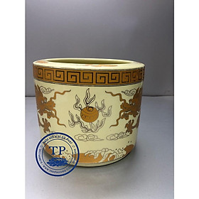 Mua Bát Nhang Bằng Sứ Rồng Vàng mẫu hình ống KH1003- Đồ thờ Tịnh Phương
