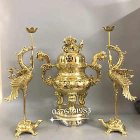 Mua Bộ đỉnh Lư thờ bằng đồng cao 60cm hàng đúc tai liền