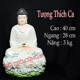 [ Cao 40 cm , TRẮNG , VÀNG ] TƯỢNG  PHẬT THÍCH CA  - HÀNG NHẬP KHẨU