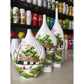 Mua Bộ 3 bình hoa vẽ tay phong cảnh gốm Bát Tràng