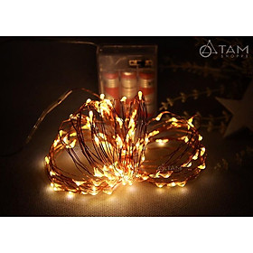 (DÙNG PIN) Dây đèn Led đom đóm 10m màu Vàng ấm xài Pin