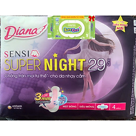 Combo 6 Gói Băng Vệ Sinh Diana Sensi Ban Đêm 29cm - Diana Sensi Night 29cm(Mỗi gói 4 miếng)- HSD luôn mới