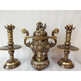 Mua Bộ đỉnh đồng thờ cúng  lư thờ bằng đồng vàng  bộ đỉnh thờ hàng kỹ đỉnh nến bộ đồ thờ đồ thờ cúng