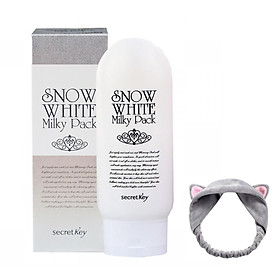 Kem tắm trắng mặt và toàn thân Secret Key Snow White Milky Pack 200g + Tặng 1 Băng Đô Tai Mèo Xinh Xắn ( Màu Ngẫu Nhiên)