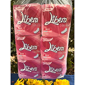 Combo 6 Gói Băng Vệ Sinh Diana Libera Siêu Thấm Maxi Không Cánh (Libera Dày Không Cánh)23cm-8 Miếng/Gói -Date luôn mới