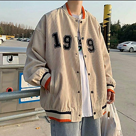 Áo Bomber/ Áo khoác nhung tăm 1997 cúc bấm nam nữ Unisex Phong cách Ulzzang - Gin Store