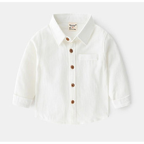 Áo sơ mi bé trai bé gái Wellkids chất vải mềm trơn AS5