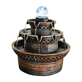 Tabletop Water Fountain Waterfall with Rolling Ball, Light Resin Indoor Water Fountain, for Garden Desktop Indoor Living Room Decoration