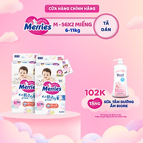 Combo 2 Tã/bỉm dán Merries Đủ Size NB76/S70/M56/L48/XL40