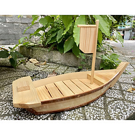 Hình ảnh Khay thuyền gỗ Sushi Sashimi 45cm trang trí setup đồ lẩu