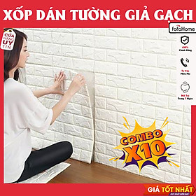 Mua Combo 10 Xốp Dán Tường Giả Gạch 3d Kích Thước 77x70cm Có Keo Sẵn Cách Âm Cách Nhiệt  Chống Thấm Nước Màu Trắng