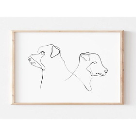 Tranh treo tường | Line art-Dog Wall Art, Animal Print Line Drawing 30 , tranh canvas giá rẻ