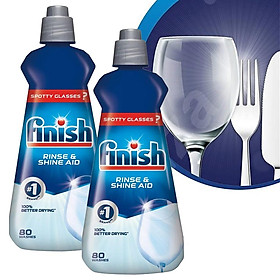 Combo 2 chai nước làm bóng và khô bát, đĩa Finish nhập khẩu Châu Âu Dishwasher Rinse & Shine Aid Regular 400ml (2x400ml)