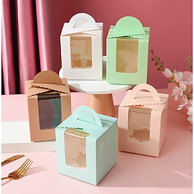 50 Hộp giấy quai xách đựng 1 bánh gato mini, cupcake, tiramisu làm quà tặng tiệc cưới