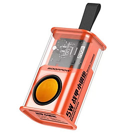 Loa Bluetooth không dây di động Hộp âm thanh Bluetooth trong suốt 5W Hiệu ứng ánh sáng nhịp điệu Loa siêu trầm Máy nghe nhạc âm thanh nổi TWS Màu sắc: Đỏ cam