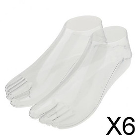 6x1Pair Female Feet Mannequin Foot Thong Style Sandal Sock Display Model Clear